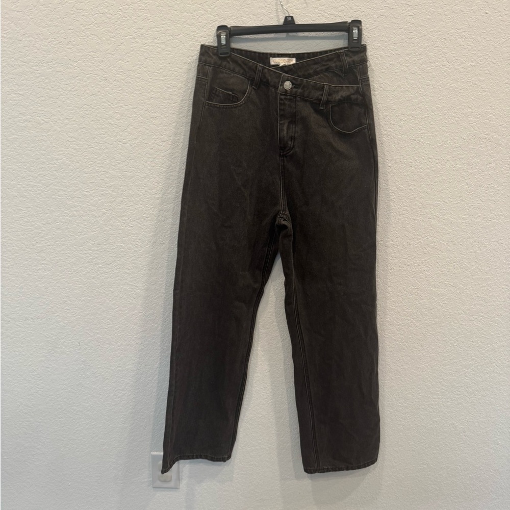 Cloud 10 Laftre Black Denim Overlap Boyfriend jeans